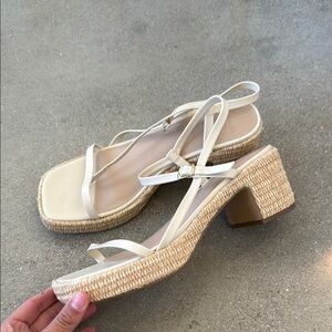 Abercrombie & Fitch Cream rattan heels (never worn)